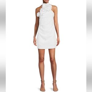 NWT Gianni Bini Wren Crepe High Neck Rosette Mini Dress Sz 2